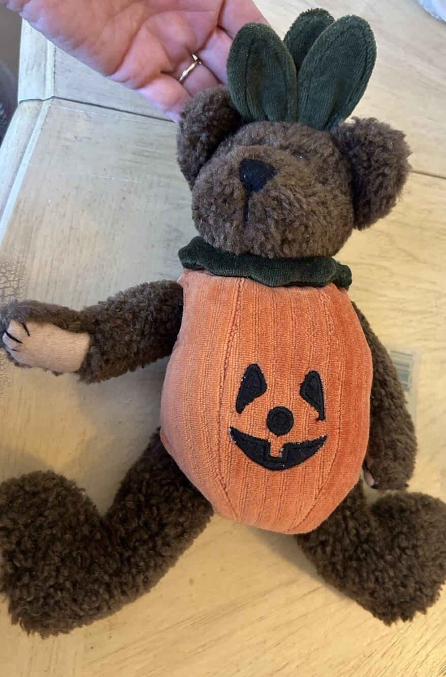 NWT Boyds Bears Pumpkin Jack o lantern Plush Halloween “Punkie Boobear” Vintage